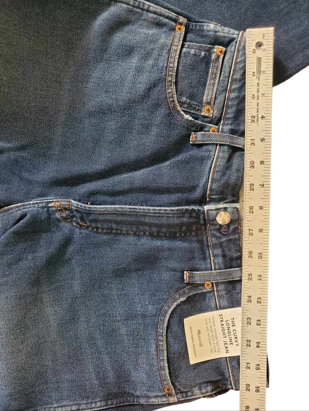 Madewell Curvy Longline High Rise Straight Jean Midnight Waters Wash Casual 32" - Picture 9 of 12